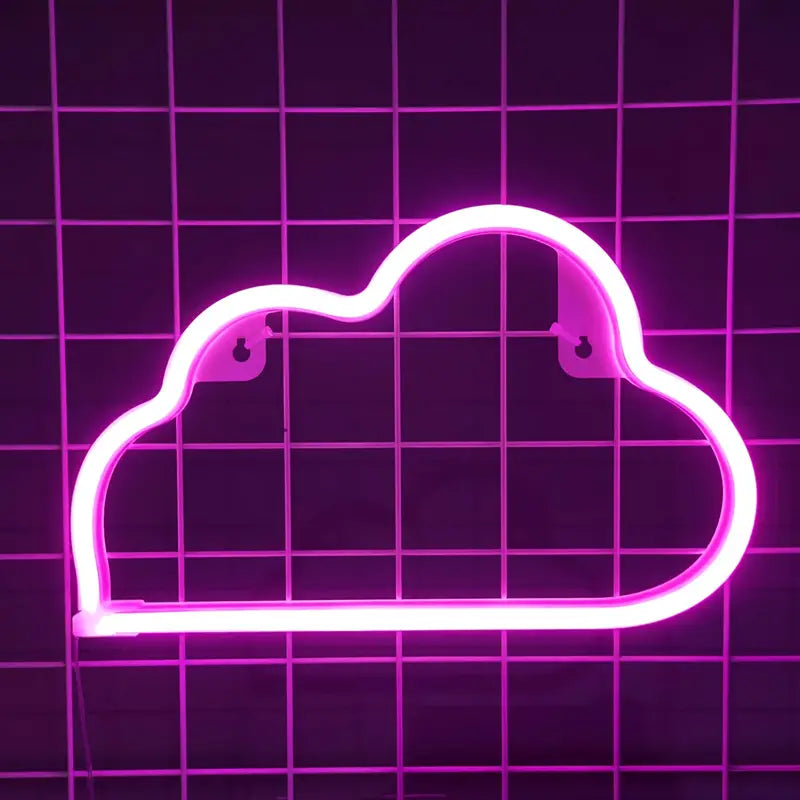 LED Cloud Neon Sign - Battery or USB Powered Wall Light