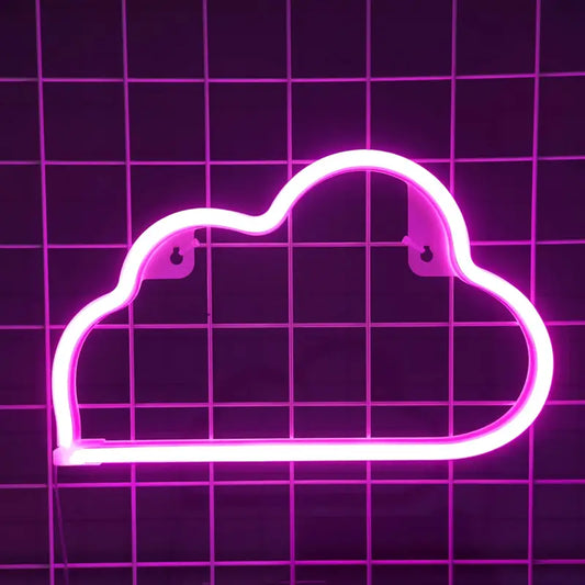 LED Cloud Neon Sign - Battery or USB Powered Wall Light