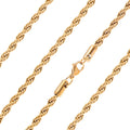 Ardú Mens Gold Rope Chain - 28 inch 4mm Stainless Steel Gold Plated | Plain Gold Heavy Jewellery for Men | Gift Necklace Ideas for Husband Dad Brother or Friends