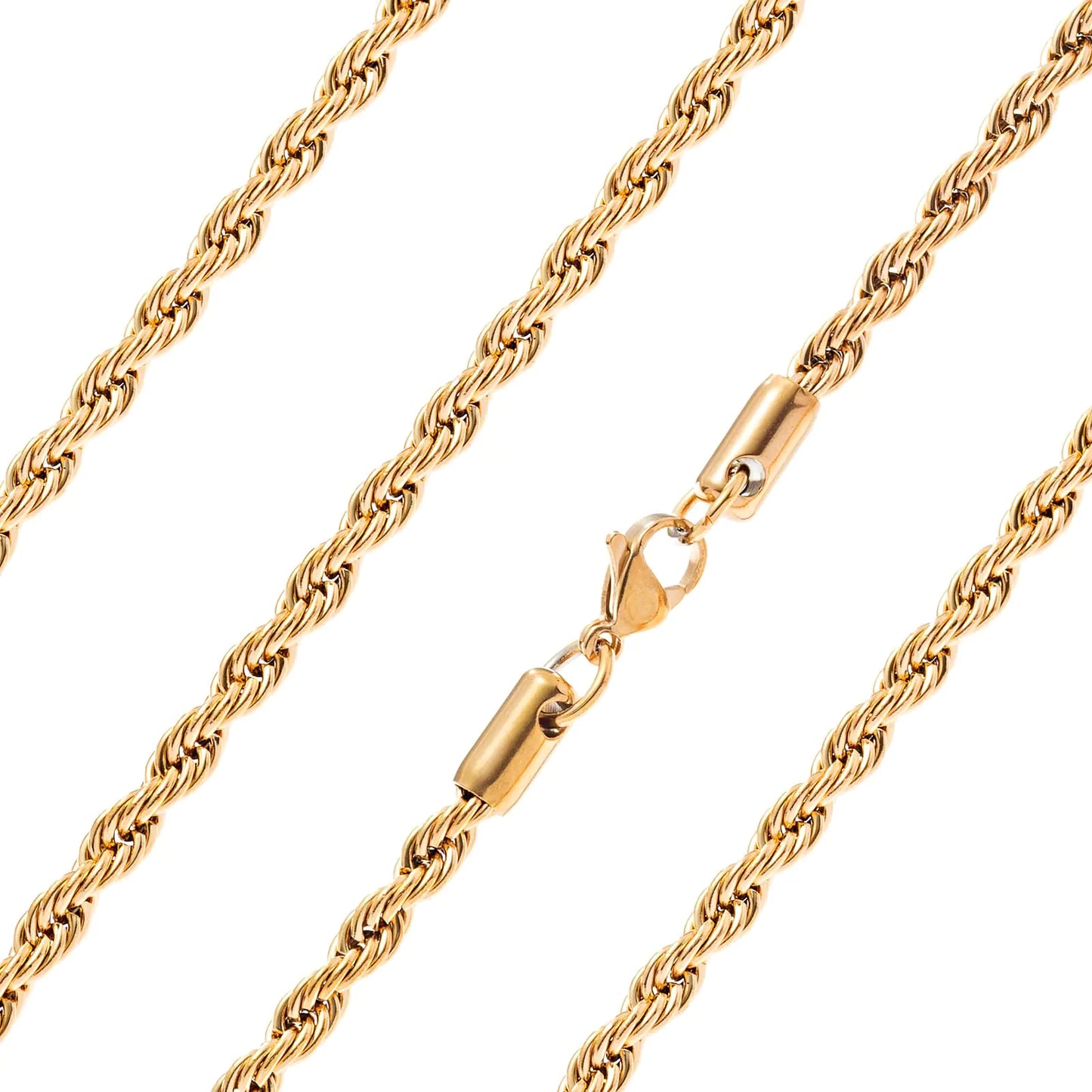 Ardú Mens Gold Rope Chain - 28 inch 4mm Stainless Steel Gold Plated | Plain Gold Heavy Jewellery for Men | Gift Necklace Ideas for Husband Dad Brother or Friends