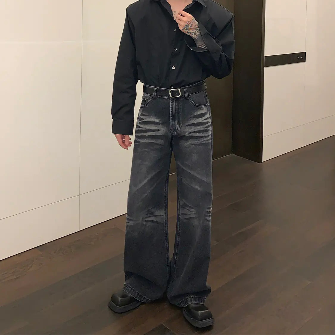 Vintage Heavyweight Straight Jeans for Casual Wear