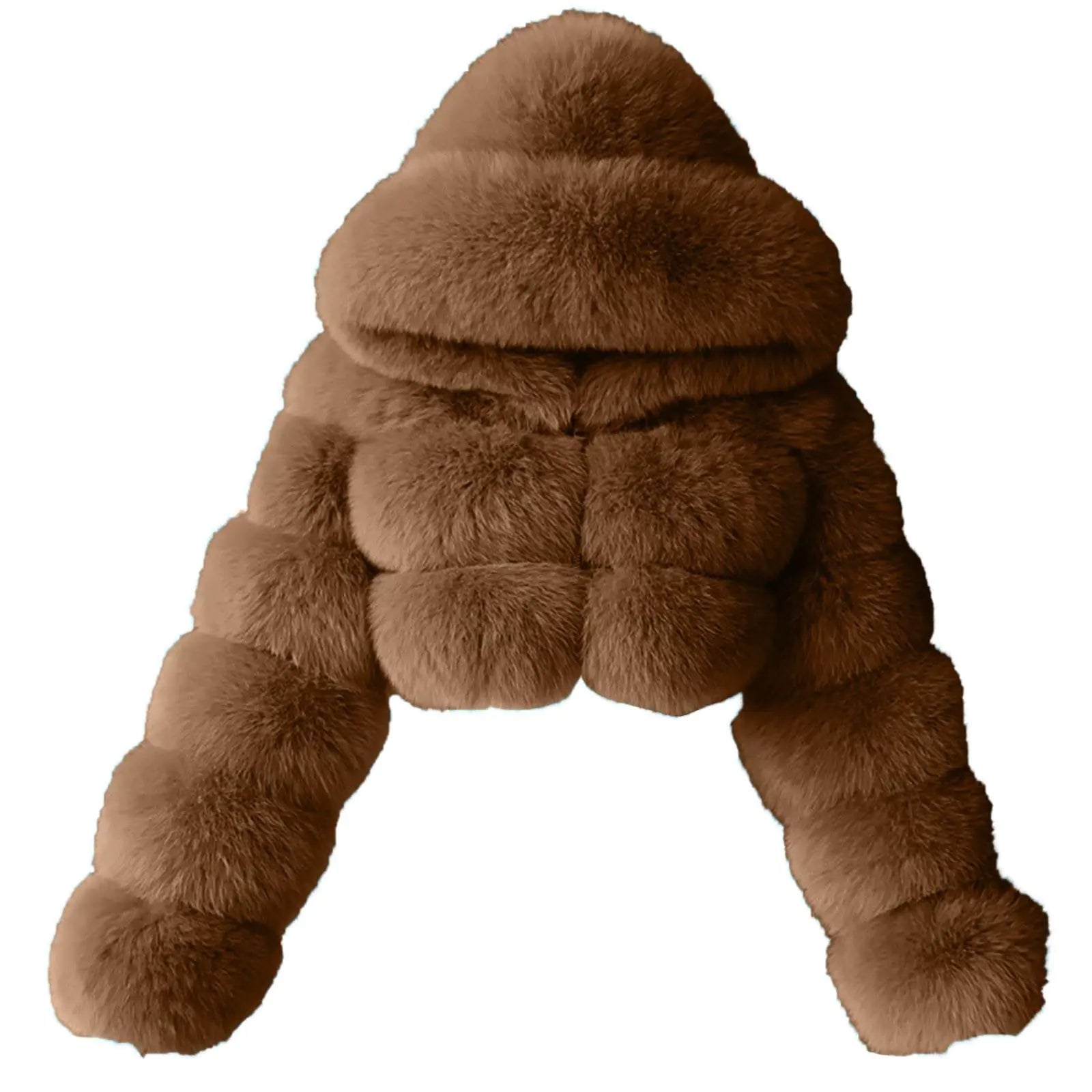 Womens Faux Fur Jacket Casual Fashion Cropped Coat Fluffy Shaggy Solid Outerwear Winter Warm Hooded Cardigan Gray