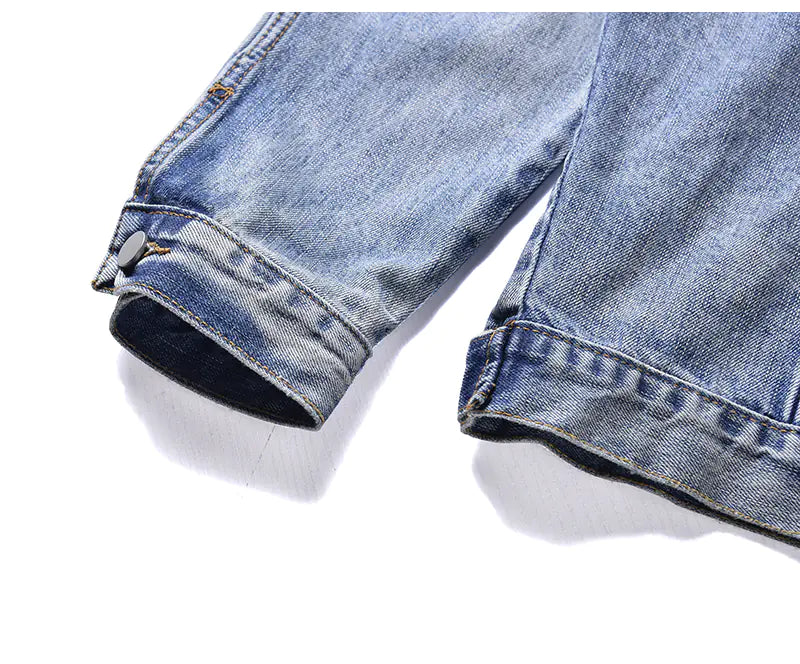 Classic Wash Distressed Oversized Denim Jacket