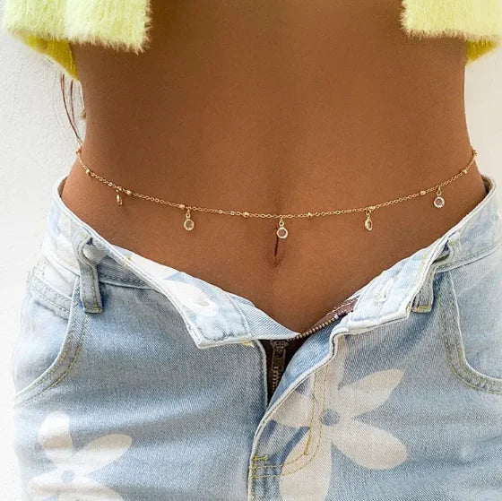 Transparent Rhinestone Waist Chain