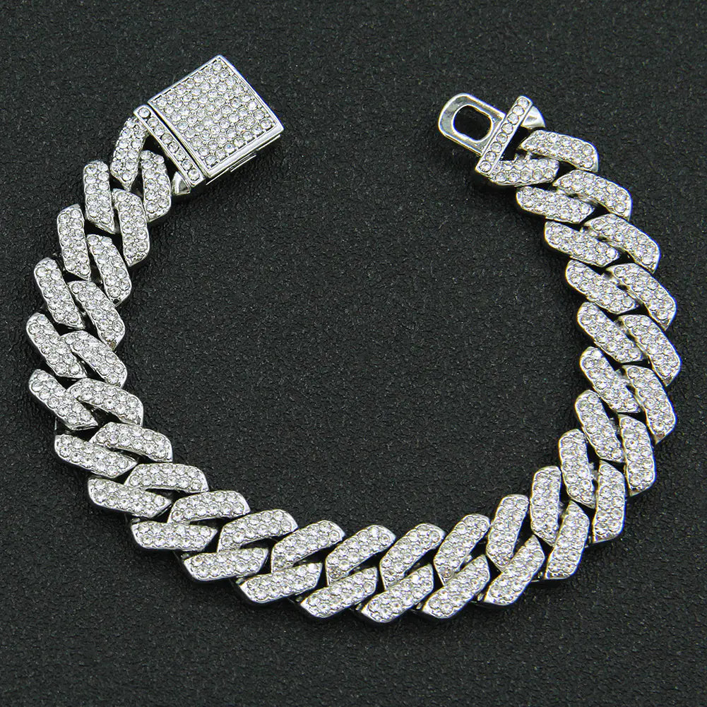Men's Hip-Hop Diamond Cuban Link Necklace (Bold Style)