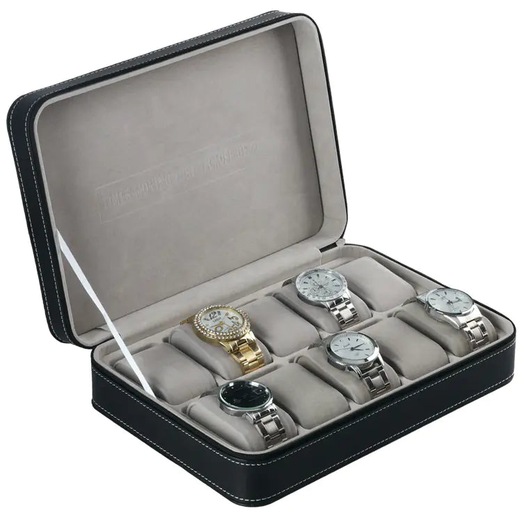 10-Slot Zipper Watch Box for Display and Storage