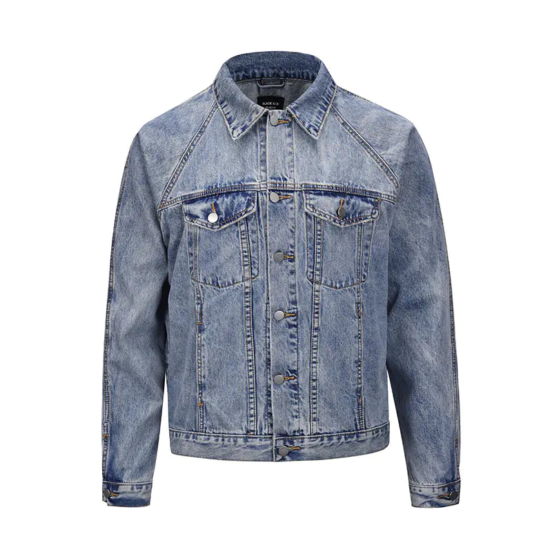 Classic Wash Distressed Oversized Denim Jacket