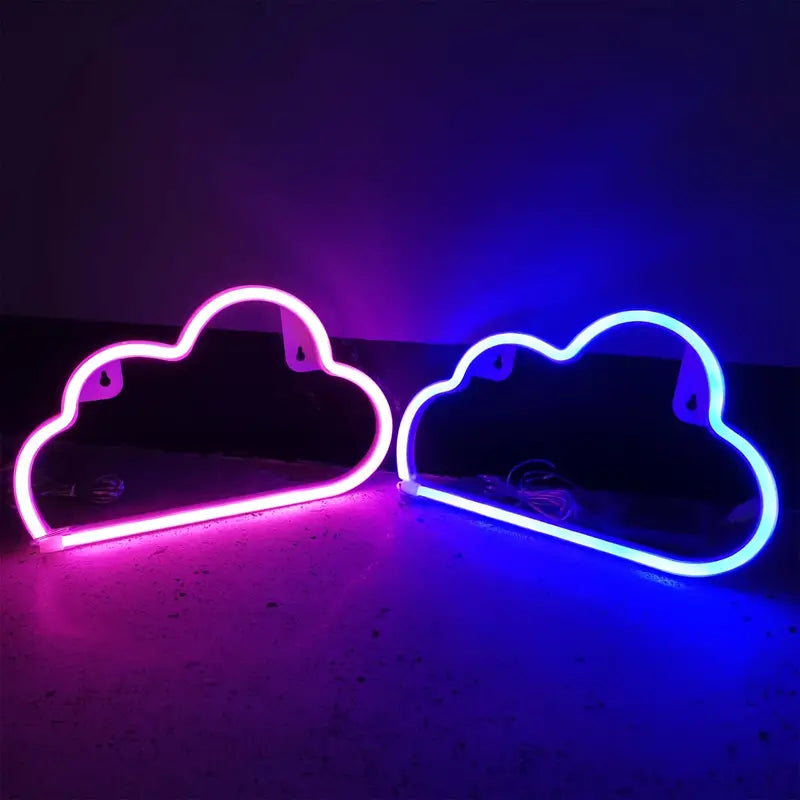 LED Cloud Neon Sign - Battery or USB Powered Wall Light