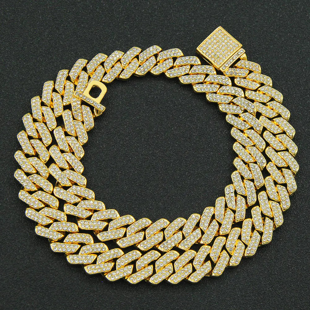 Men's Hip-Hop Diamond Cuban Link Necklace (Bold Style)