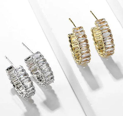 Korean Style Circular Diamond Earrings for Urban Girls