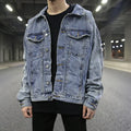 Classic Wash Distressed Oversized Denim Jacket