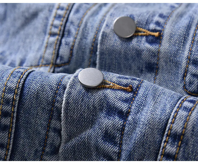 Classic Wash Distressed Oversized Denim Jacket