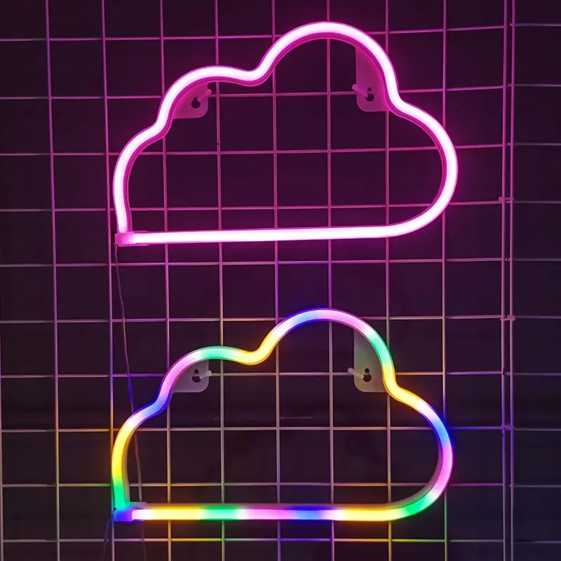 LED Cloud Neon Sign - Battery or USB Powered Wall Light