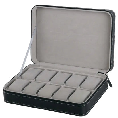 10-Slot Zipper Watch Box for Display and Storage