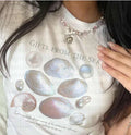Y2K Kawaii Pearl Shell Graphic T-Shirt for Women