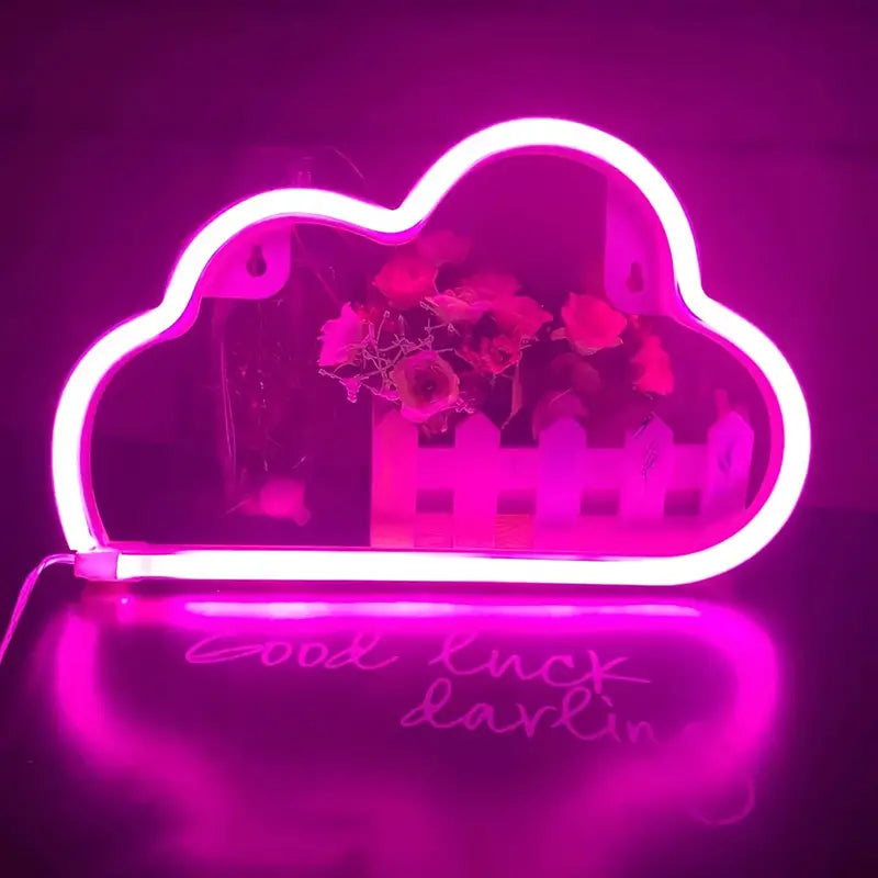 LED Cloud Neon Sign - Battery or USB Powered Wall Light