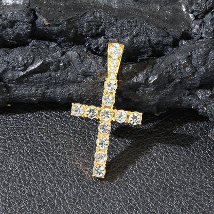 Hip Hop Diamond Cross Pendant with Cuban Link Necklace