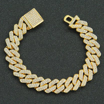 Men's Hip-Hop Diamond Cuban Link Necklace (Bold Style)