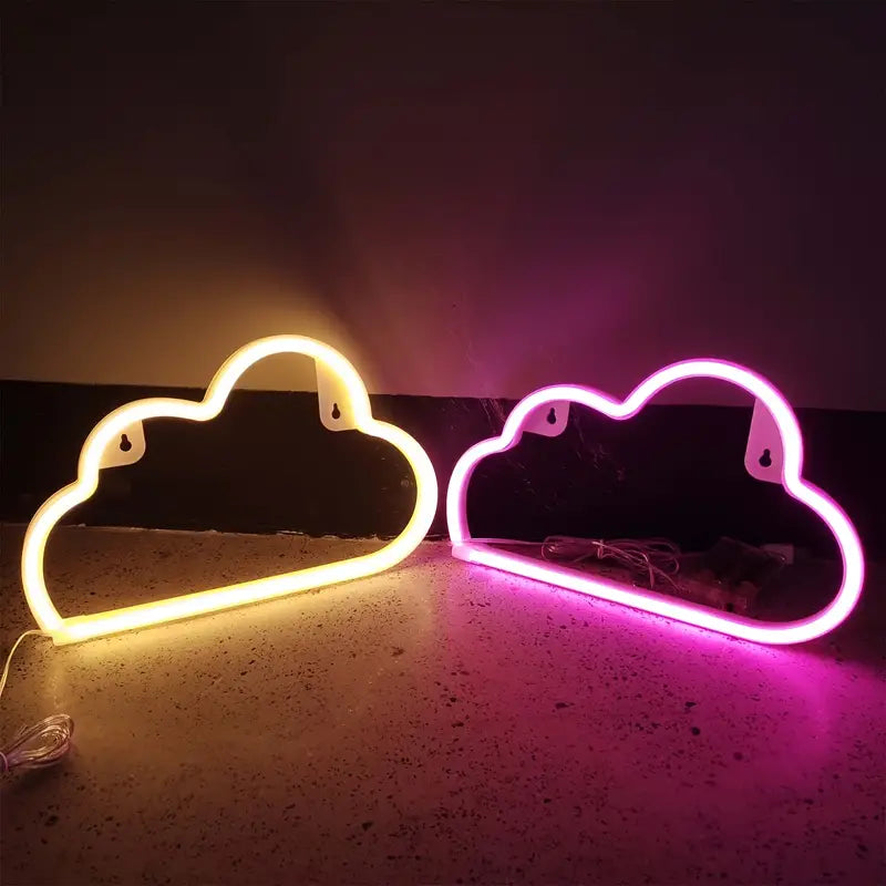 LED Cloud Neon Sign - Battery or USB Powered Wall Light