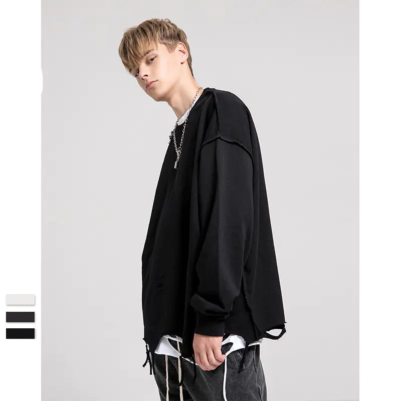 Vintage Distressed Streetwear Oversized Sweatshirt
