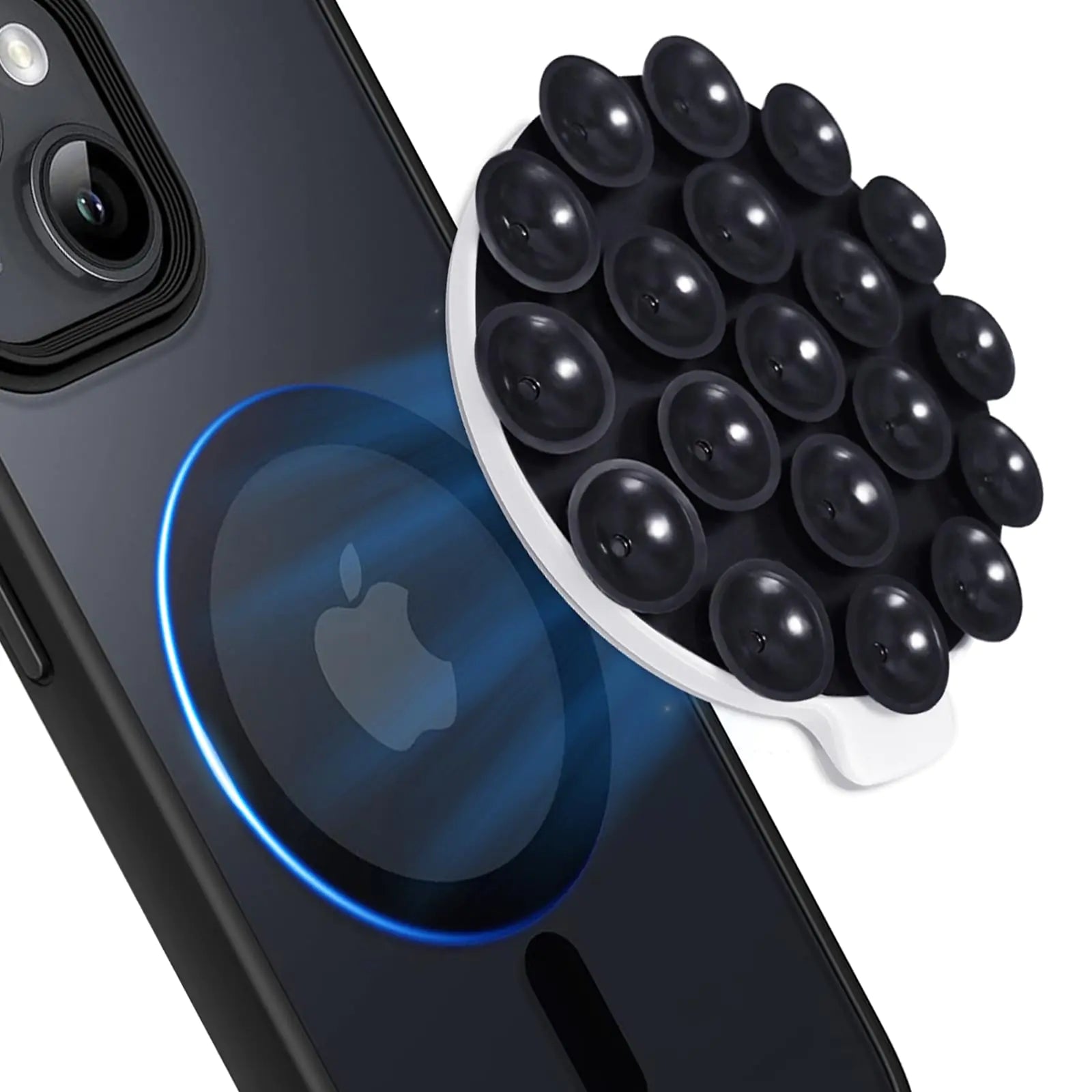 PKYAA Silicone Suction Cup Phone Mount Magnetic Silicone Suction Phone Case Stand Hands Free Mirror Shower Phone Holder Perfect for TikTok/Ins/YouTube Videos Creators (Black)
